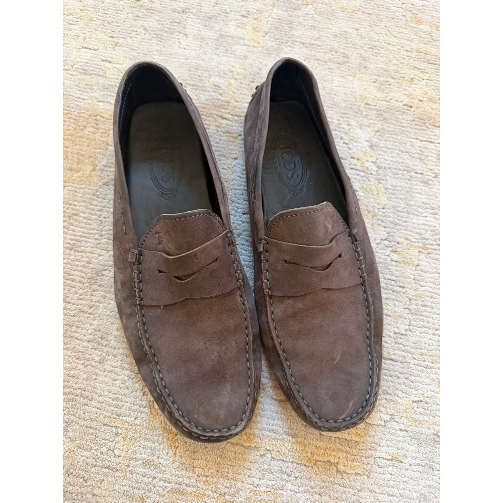 Tod's Men's Brown Gommino Moc Toe Drivers Shoe Men's 9.5 Suede Leather